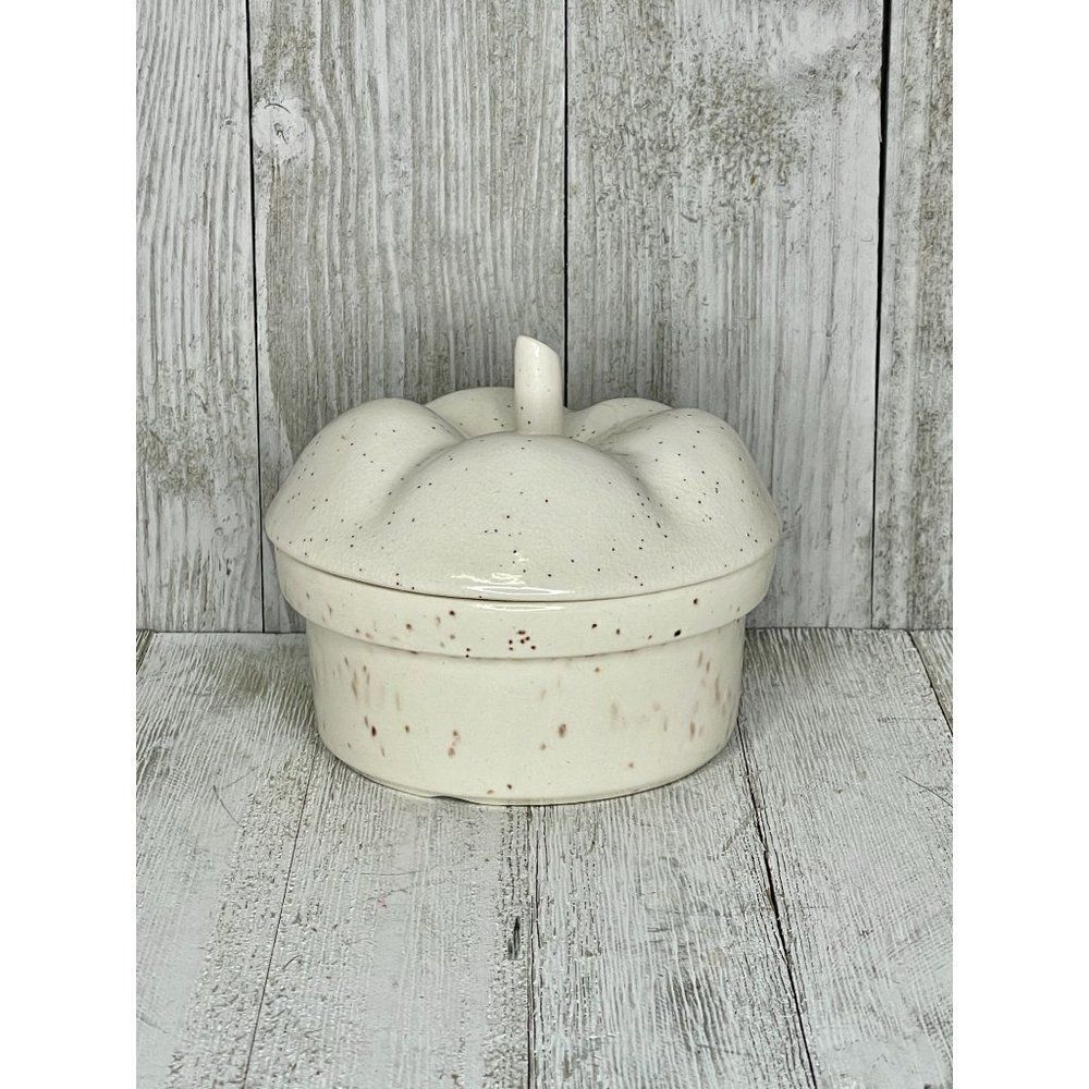 Vintage Handmade Apple Shaped Trinket Box Sugar Bowl With Lid